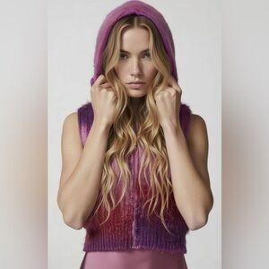 URBAN OUTFITTERS HOODED SWEATER VEST OMBRÉ COLOR WAY